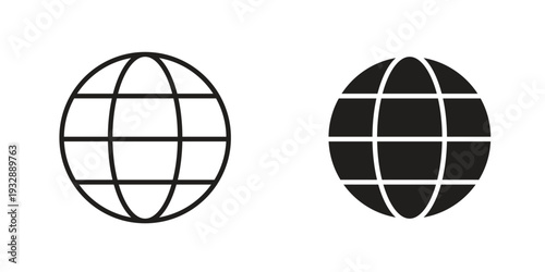 Globe icons. Vector illustration. Editable stroke. Isolated icon suitable for web,