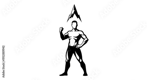 Muscular man with a mountain above his head, ready for action and strength.