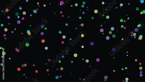 Random colorful circles vector background. Minimalist trendy abstract polka dot seamless pattern on dark background. Vector illustration.