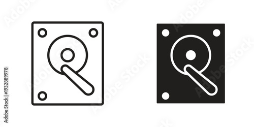 Hard drive icons. Vector illustration. Editable stroke. Isolated icon suitable for web,