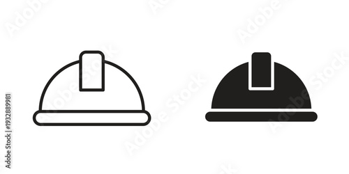 Hard hat icons. Vector illustration. Editable stroke. Isolated icon suitable for web,