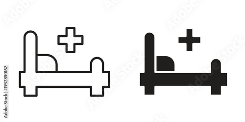 Hospital bed icons. Vector illustration. Editable stroke. Isolated icon suitable for web,