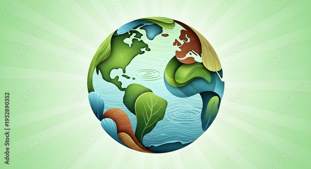 Obraz premium Happy earth day globe illustration for environmental awareness