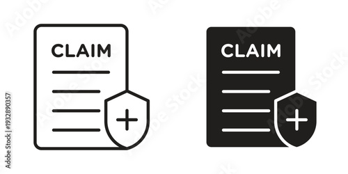 Insurance Claim icons. Vector illustration. Editable stroke. Isolated icon suitable for web,