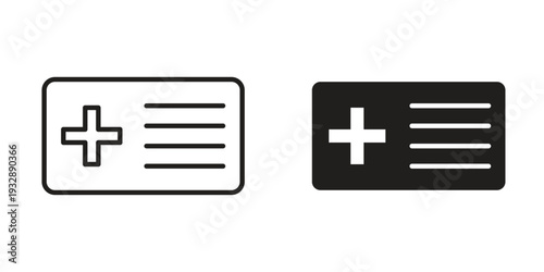 Insurance card icons. Vector illustration. Editable stroke. Isolated icon suitable for web,