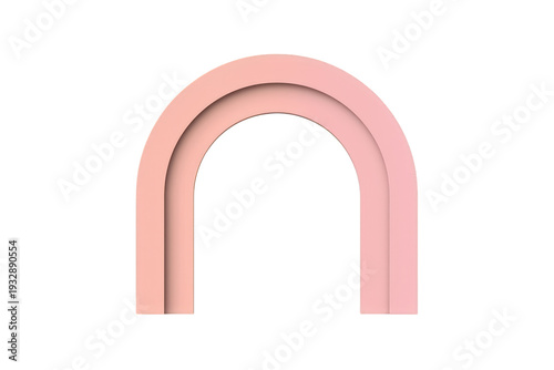 Pink gradient arch 3d render creating a minimal geometric doorway portal or podium frame on transparent background