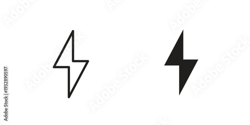Lightning icons. Vector illustration. Editable stroke. Isolated icon suitable for web,
