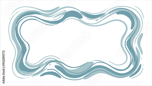 Abstract vector frame with flowing liquid shapes and uneven thickness, creating a dynamic wave border