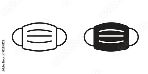 Mask icons. Vector illustration. Editable stroke. Isolated icon suitable for web,