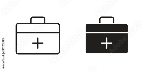 Medical kit icons. Vector illustration. Editable stroke. Isolated icon suitable for web,