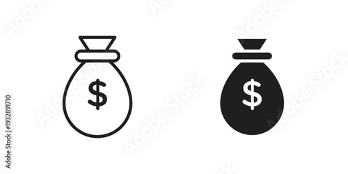 Money bag icons. Vector illustration. Editable stroke. Isolated icon suitable for web,