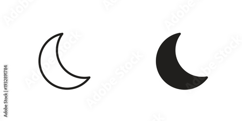 Moon icons. Vector illustration. Editable stroke. Isolated icon suitable for web,