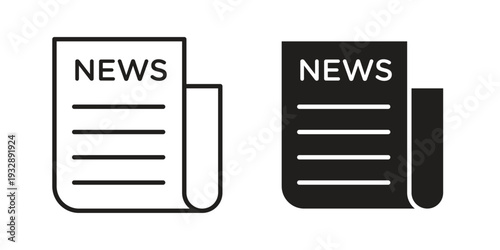 Newspaper icons. Vector illustration. Editable stroke. Isolated icon suitable for web,