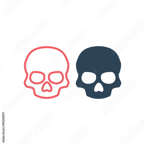 Skull icons set. Crossbones, death skull, danger or poison flat vector symbol for apps and websites.