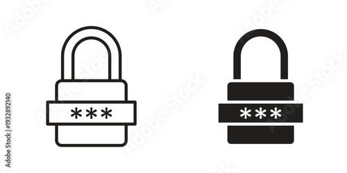 Password icons. Vector illustration. Editable stroke. Isolated icon suitable for web,