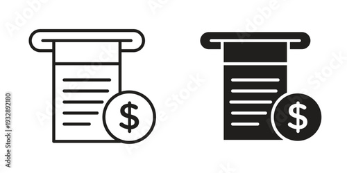 Payment receipt icons. Vector illustration. Editable stroke. Isolated icon suitable for web,