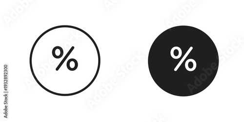 Percentage icons. Vector illustration. Editable stroke. Isolated icon suitable for web,