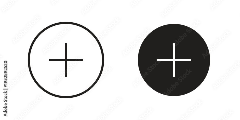 Fototapeta premium Plus icons. Vector illustration. Editable stroke. Isolated icon suitable for web,