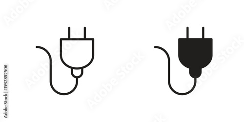 Plug adapter icons. Vector illustration. Editable stroke. Isolated icon suitable for web,