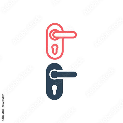 Lock vector icons set, door handle icon in trendy flat style.