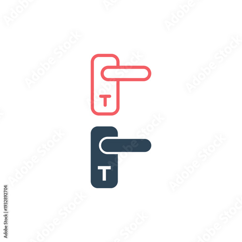 Lock vector icons set, door handle icon in trendy flat style.