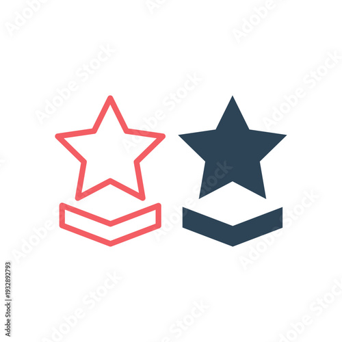 Military rank icons set design trendy. Badge Vector. Grade Illustration Sign Symbol.