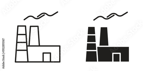 Pollution icons. Vector illustration. Editable stroke. Isolated icon suitable for web,