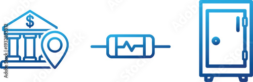 Bank Building and Atm Machine Icons