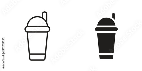 Protein shake icons. Vector illustration. Editable stroke. Isolated icon suitable for web,