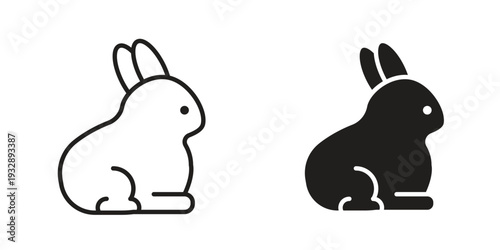 Rabbit icons. Vector illustration. Editable stroke. Isolated icon suitable for web,