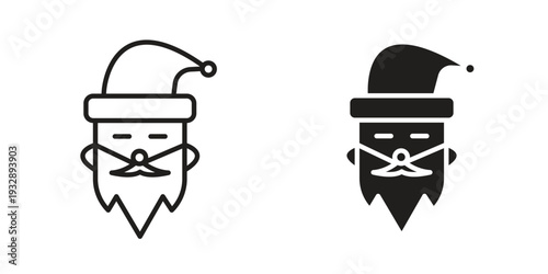 Santa Claus icons. Vector illustration. Editable stroke. Isolated icon suitable for web,