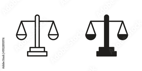 Scales of justice icons. Vector illustration. Editable stroke. Isolated icon suitable for web,