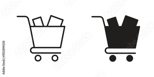 Shopping trolley icons. Vector illustration. Editable stroke. Isolated icon suitable for web,