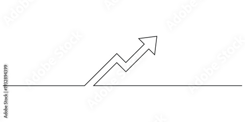 Minimalist continuous one line drawing of a graph or trend line vector illustration