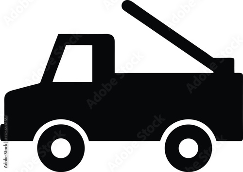 tow truck silhouette line art vector illustration on transparent background
