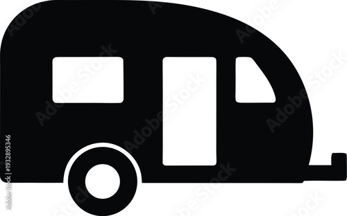 teardrop trailer silhouette line art vector illustration on transparent background