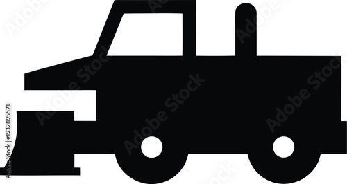 snow plow truck silhouette line art vector illustration on transparent background