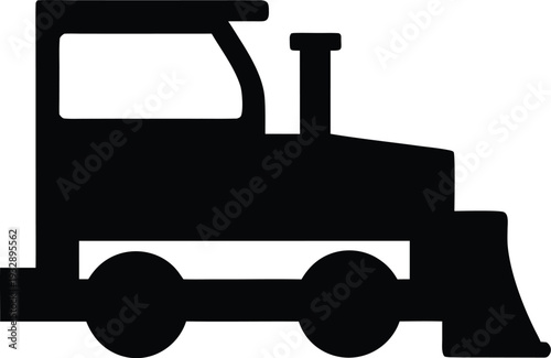 snow plow truck silhouette line art vector illustration on transparent background