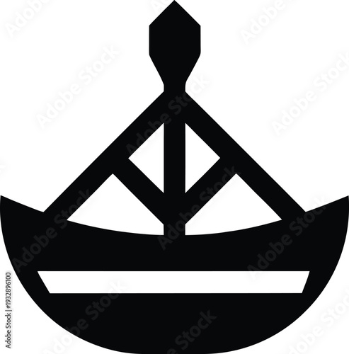 palm leaf boat traditional silhouette line art vector illustration on transparent background