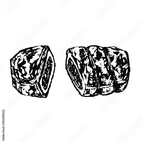 Grilled Thick Cut Beef Steak Rare Cut Monochrome