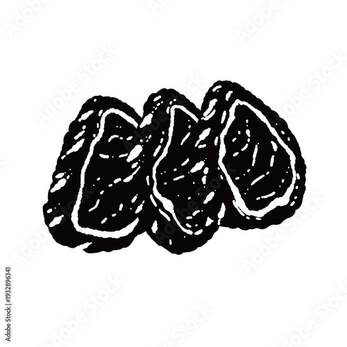 Sliced Grilled Beef Steak Rare Monochrome