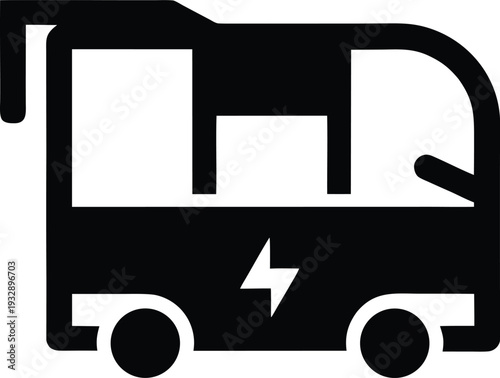 hydrogen powered bus silhouette line art vector illustration on transparent background