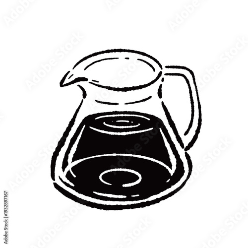 Round Glass Coffee Server with Coffee Monochrome