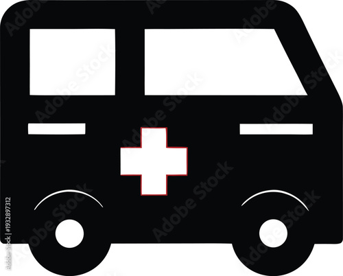 first aid kit in vehicle context silhouette line art vector illustration on transparent background