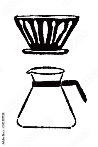 Coffee Dripper and Server Vertical Monochrome