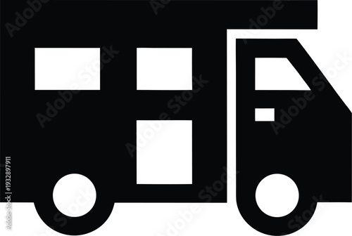 bookmobile silhouette line art vector illustration on transparent background