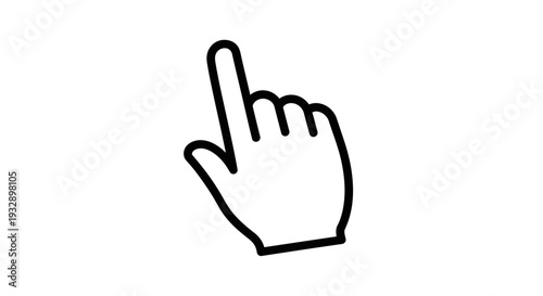 Mouse Cursor Hand Pointer Icon with Index Finger Pointing on Isolated White Background