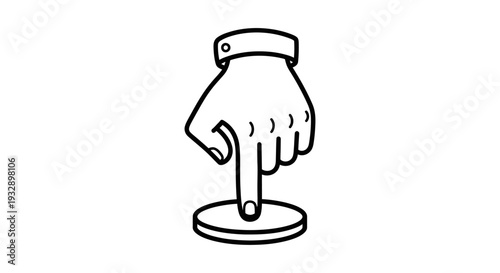 Hand Finger Pressing Physical Push Button Illustration on Isolated White Background