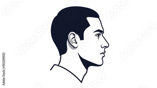 Illustration of a man's profile with a contemplative expression viewed from the side