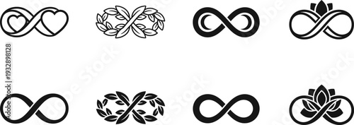 Infinity icon bundle diverse infinity symbols and signs collection